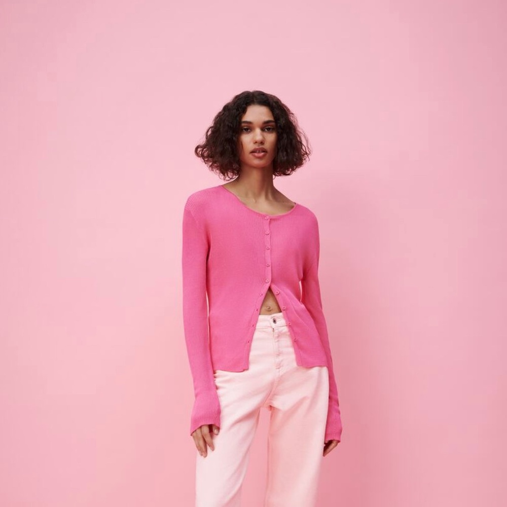 Zara Ribbed Knit Sweater Pink